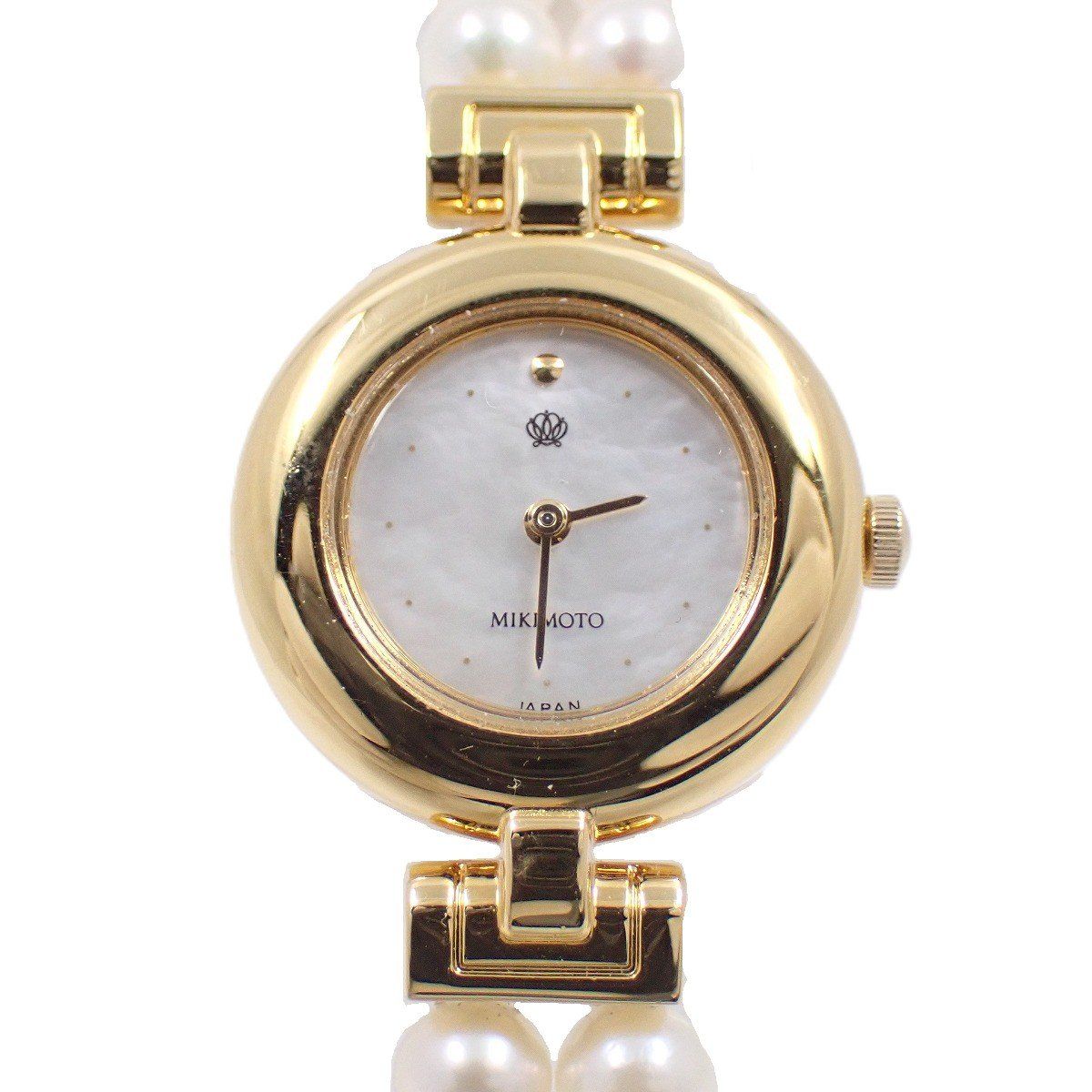 美品✨ミキモト MIKIMOTO JAL パールウォッチ　シェル　腕時計 ドレス ミキモト JAL 2連パールブレスウォッチ クォーツ レディース 腕時計