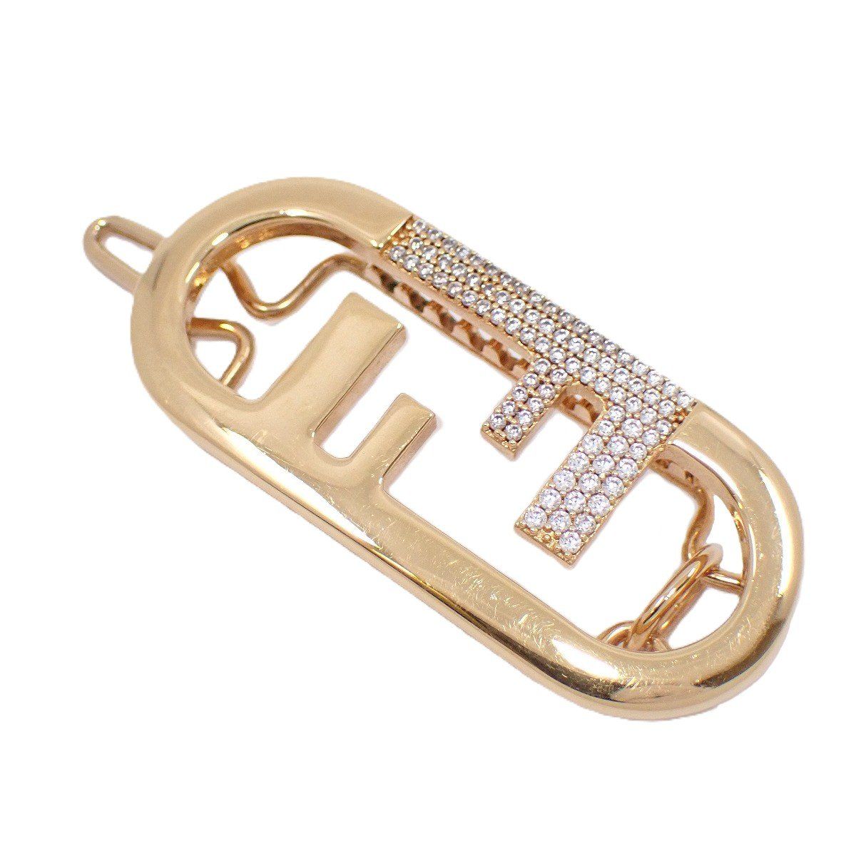 FENDI フェンディ オーロック ヘアクリップ ゴールド色金具/ライン