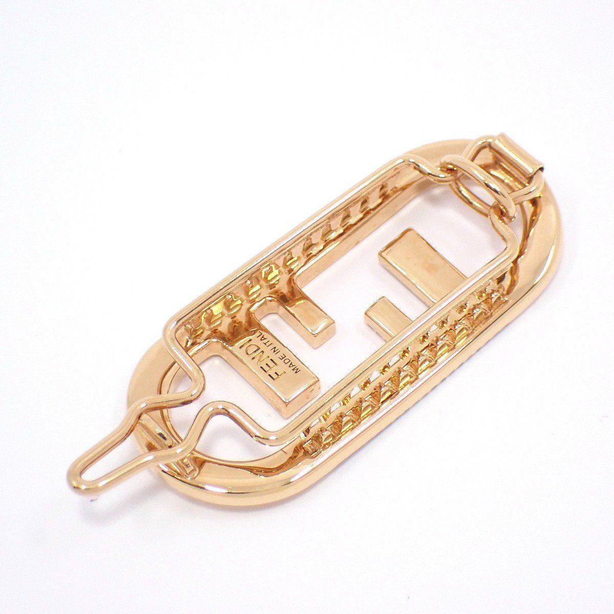 FENDI フェンディ オーロック ヘアクリップ ゴールド色金具/ライン