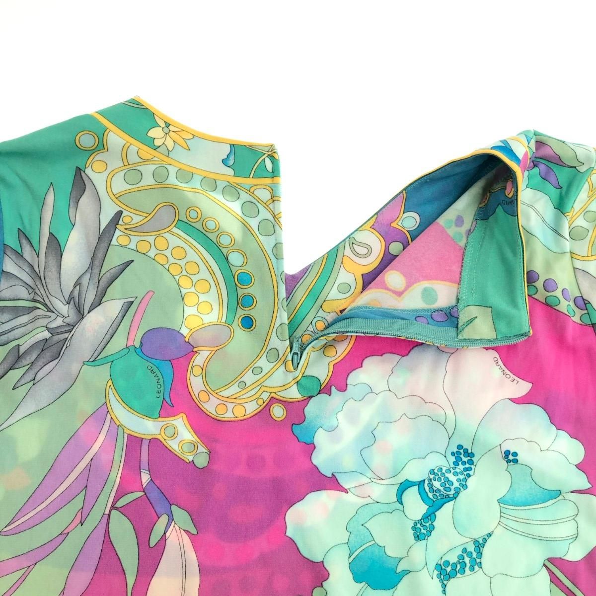 LEONARD レオナール 七分袖カットソー サイズ:M 花柄/総柄/Vネック