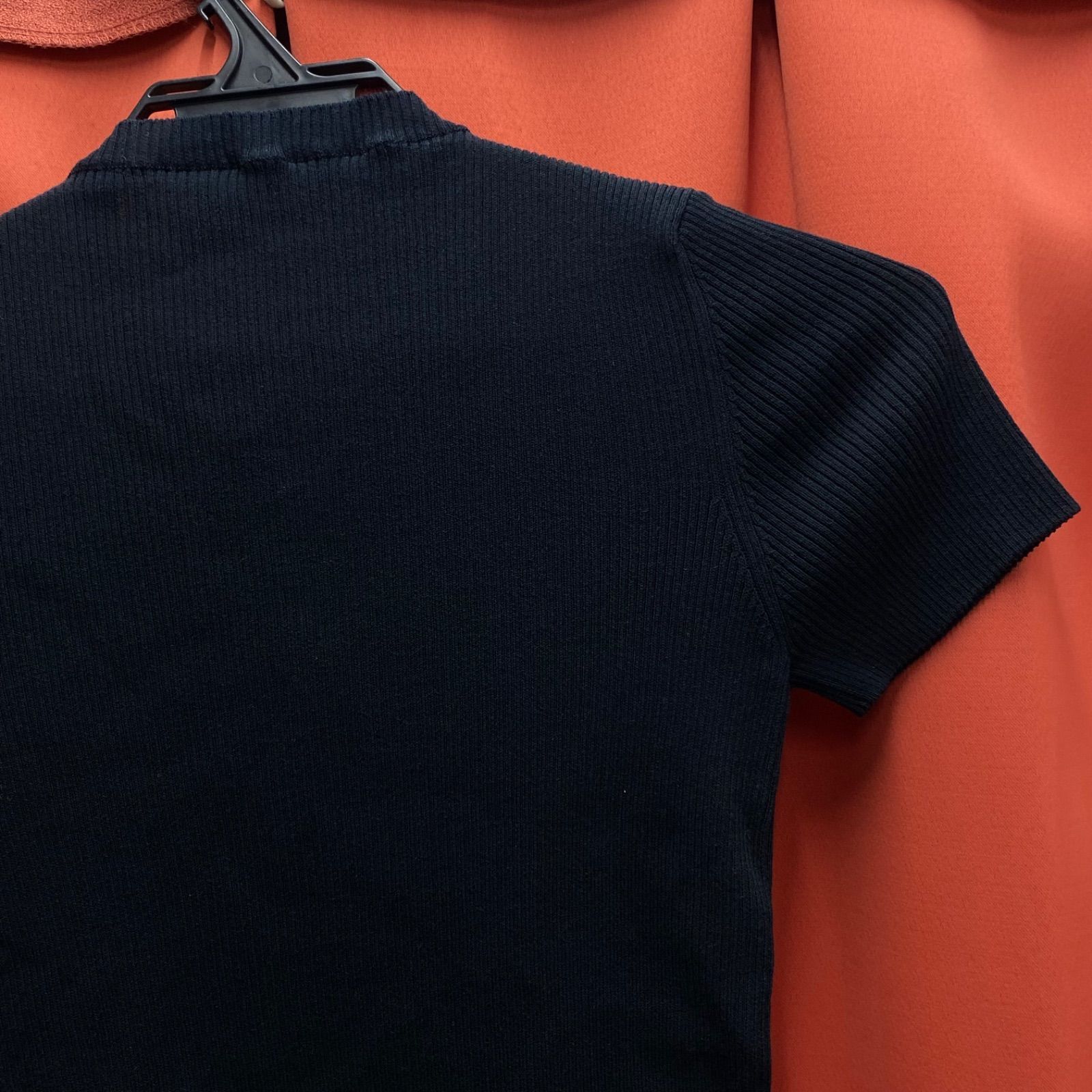 希少 CHANEL シャネル サマーニット 半袖 リブ セーター ブラック