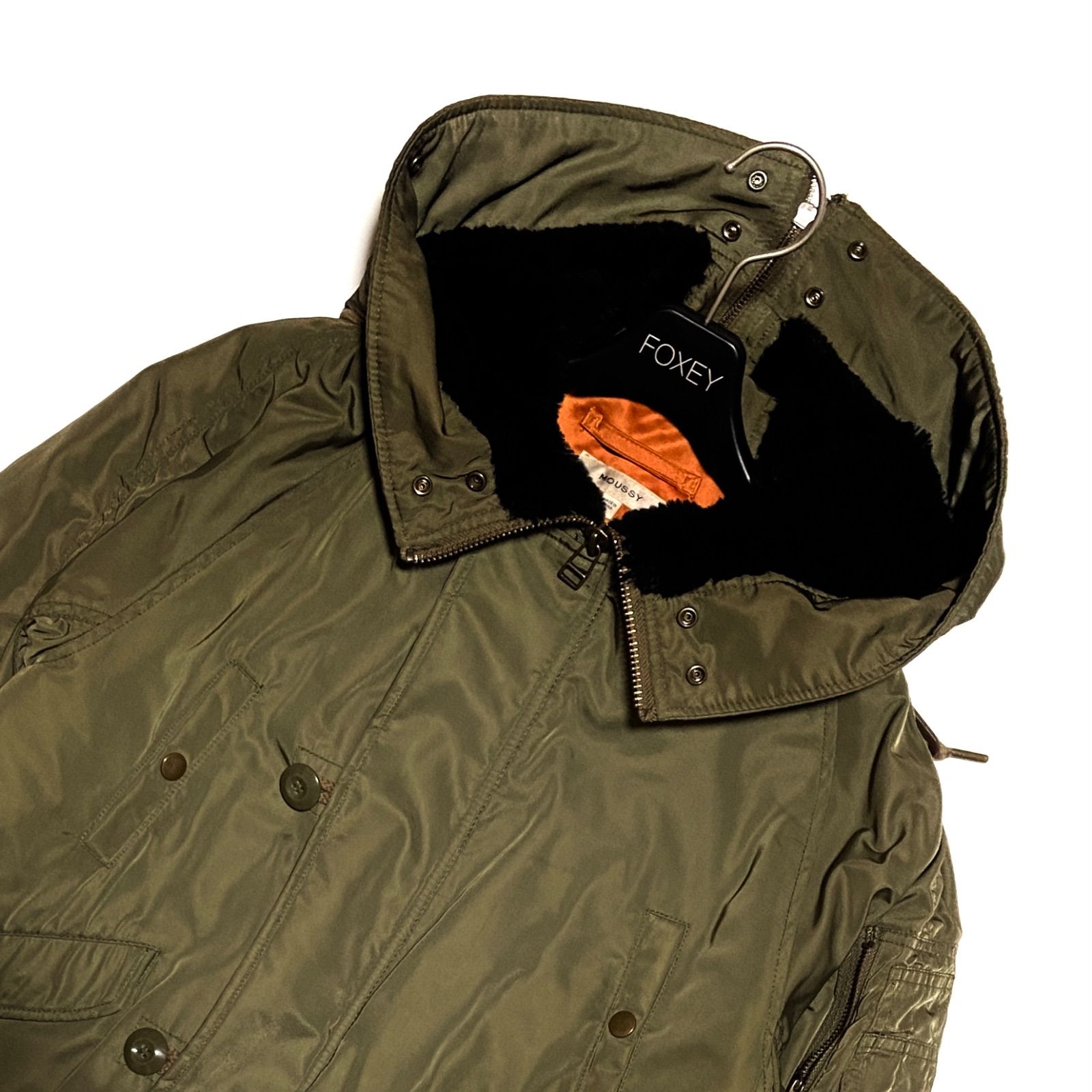 美品 マウジー MOUSSY N-2B ミリタリージャケット F カーキ k□マウジー/ moussy フェイクァー付き N-2B ミリタリージャケット【F