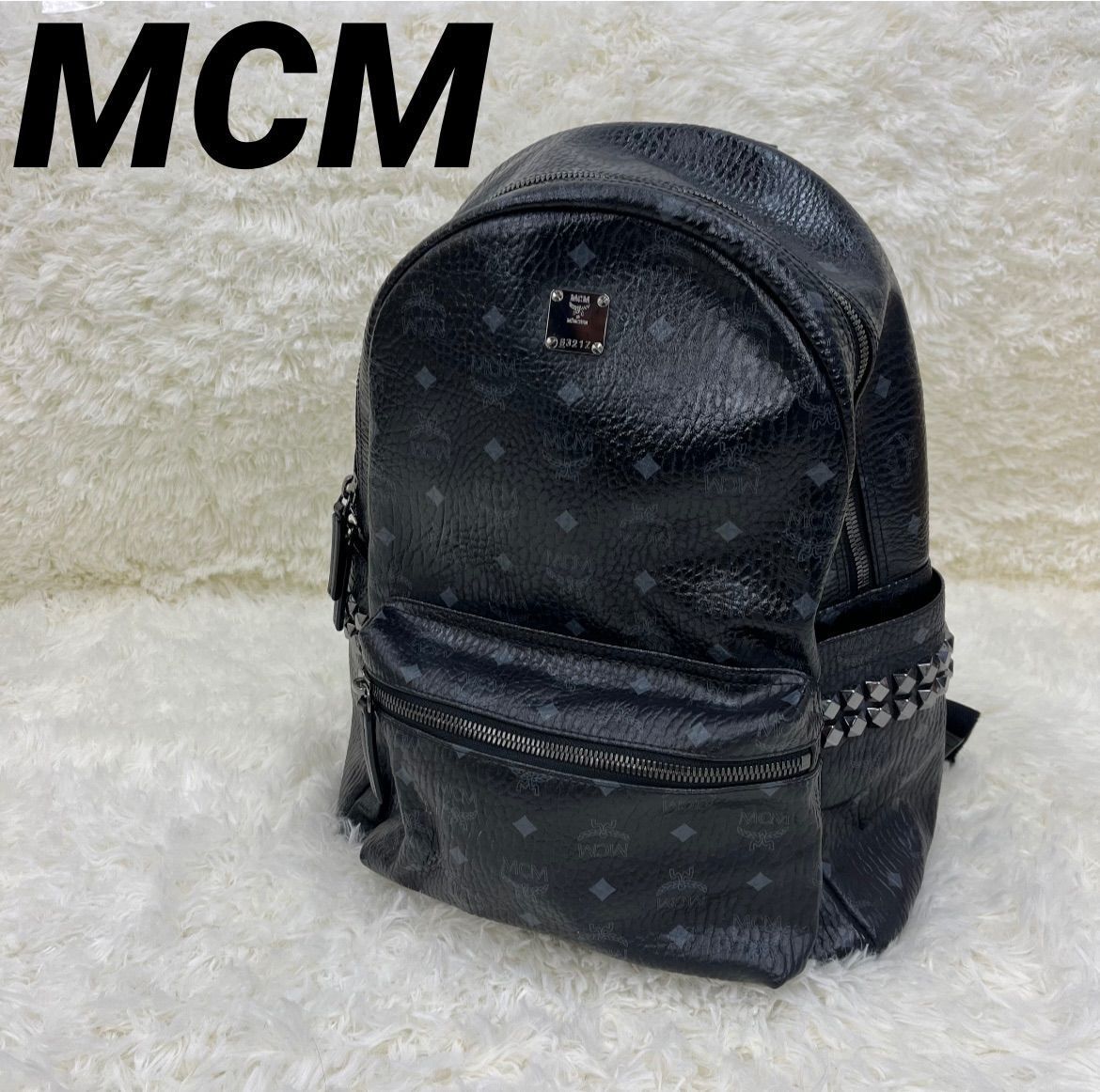 MCM エムシーエム バックパック リュック スタッズ ヴィセトス 黒 レザー mcm リュック 黒 s Small Stark サイドスタッズ バックパック