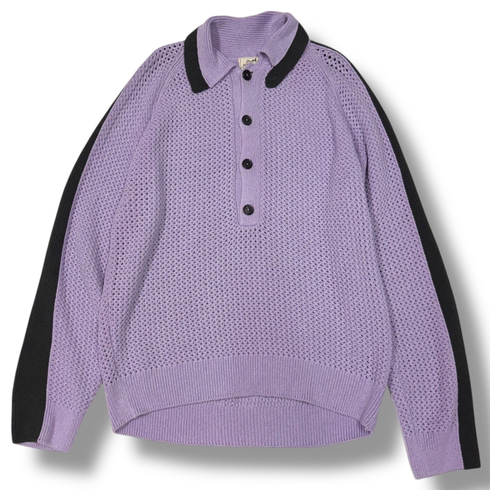 極美品 23SS HERMES エルメス Polo maxi mesh ポロ ニット メッシュ