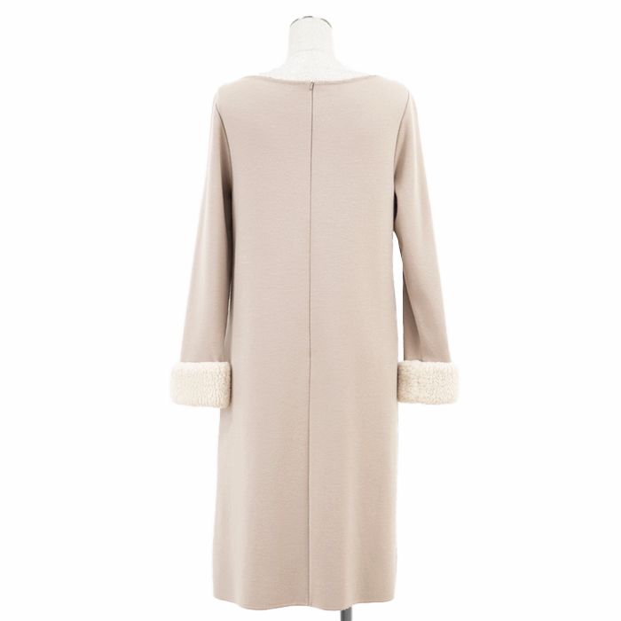 美品】FOXEY フォクシー ニットワンピース ボアトリム スリーブ バック  