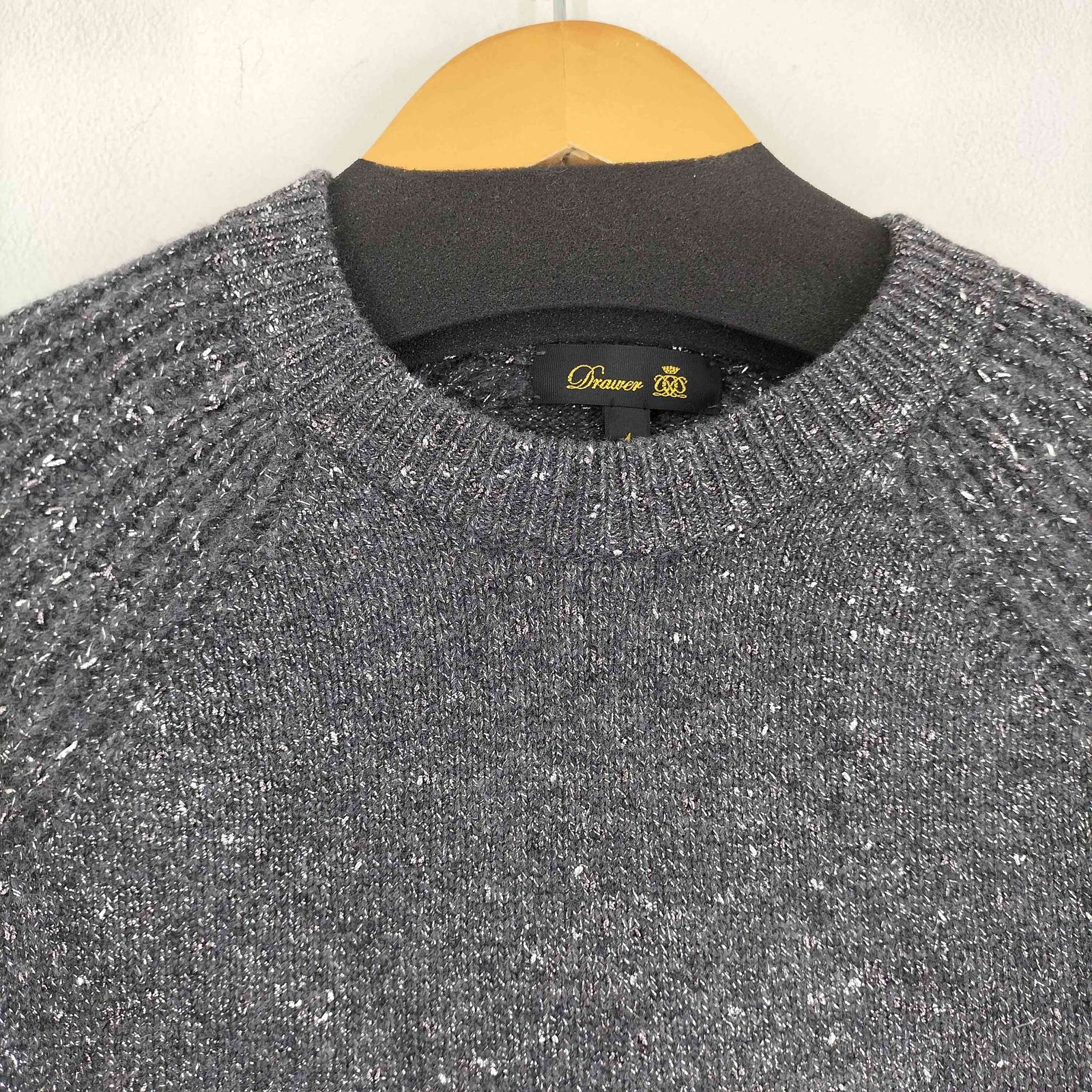 ドゥロワー Drawer カシミヤ混 ラメ5ゲージクルーネックニット