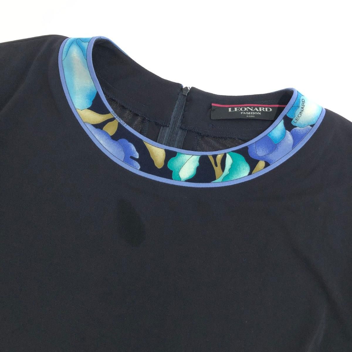 LEONARD レオナール 長袖チュニック サイズ:LL 花柄/サイドスリット