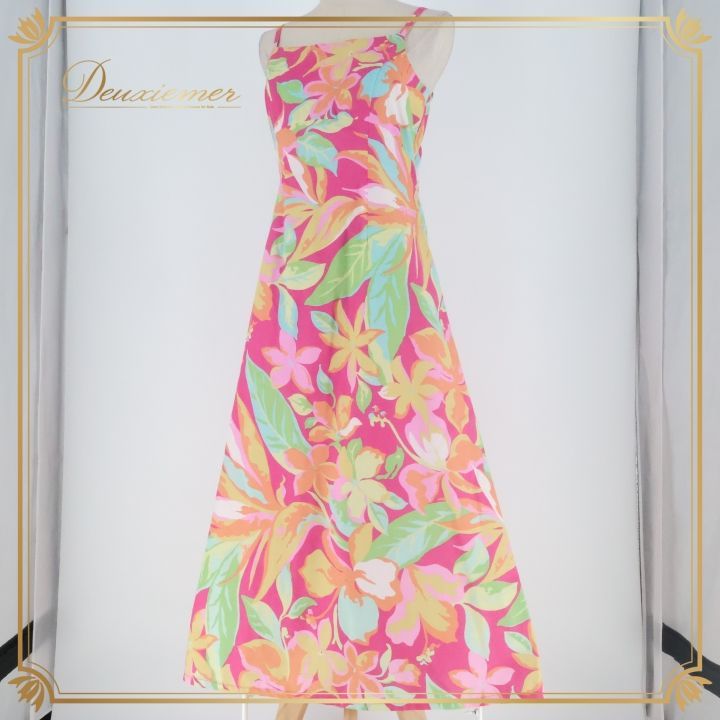 【フラダンス用衣装 美品】キャミソール ワンピース アロハスタンダード フラダンス 衣装 ワンピース ドレス アロハスタンダード ピンク系