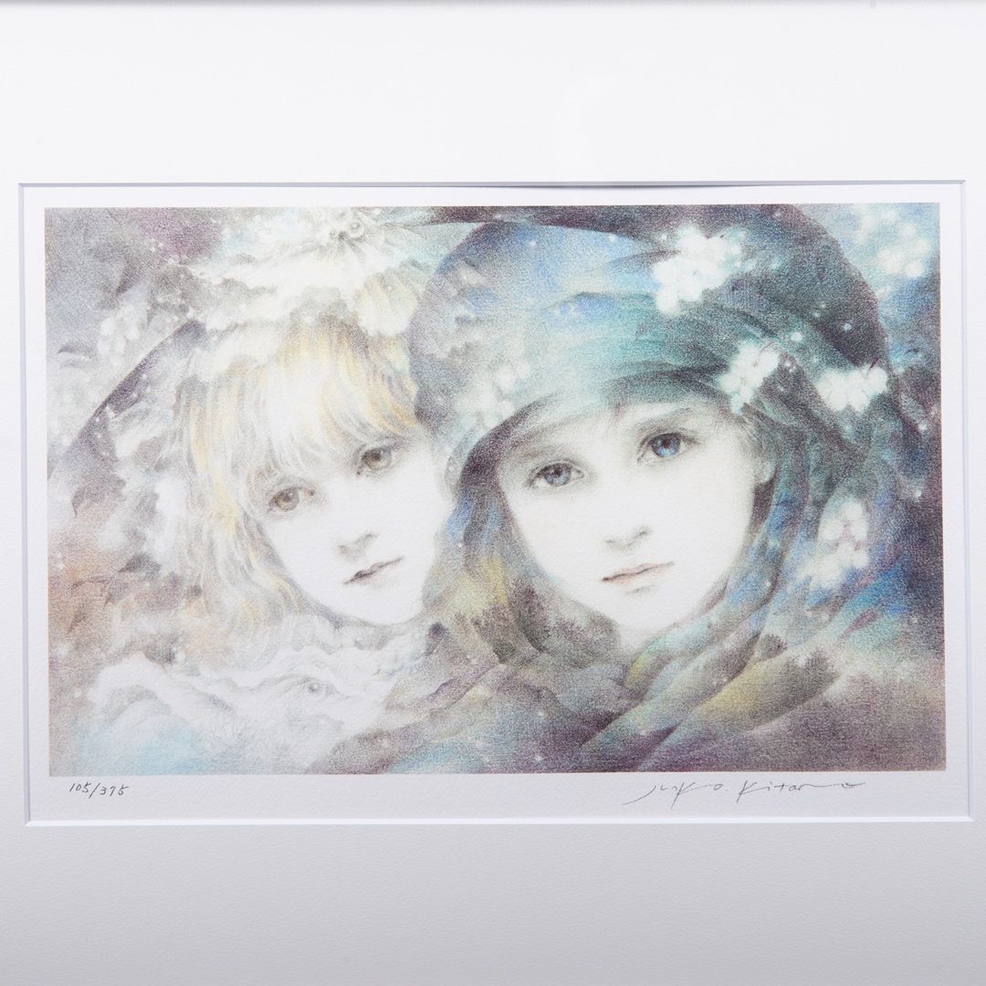 【真作美品】きたのじゅんこ　【金の森】【銀の森】　保証書あり きたのじゅんこ「金の森・銀の森」イラスト 妖精 天使 アンティーク調