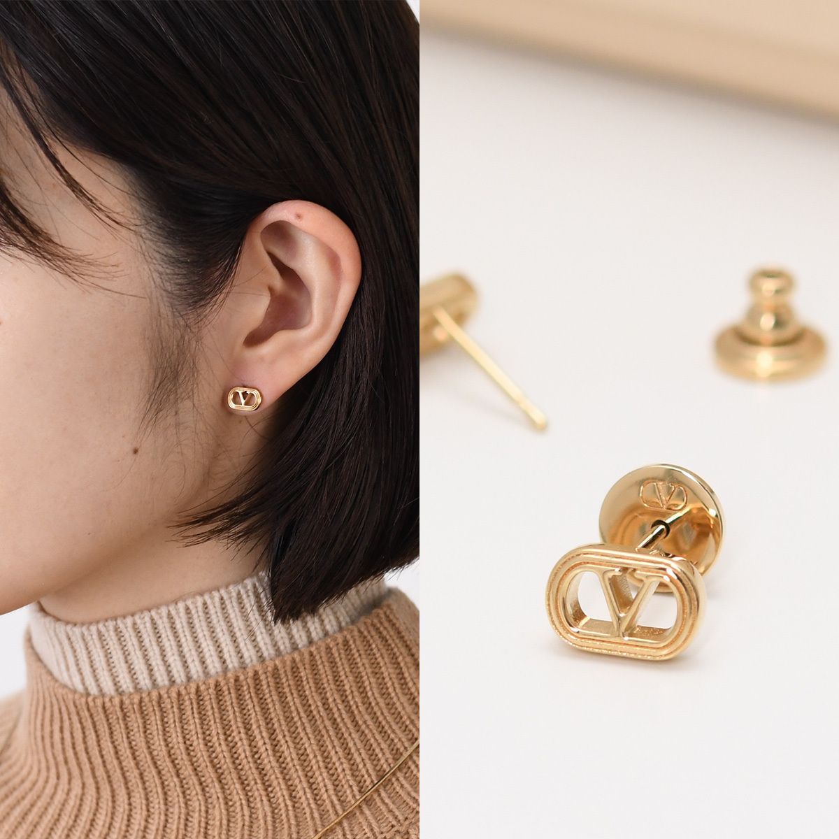 VALENTINO ヴァレンティノ アクセサリー オヴァレット メタル ピアス 