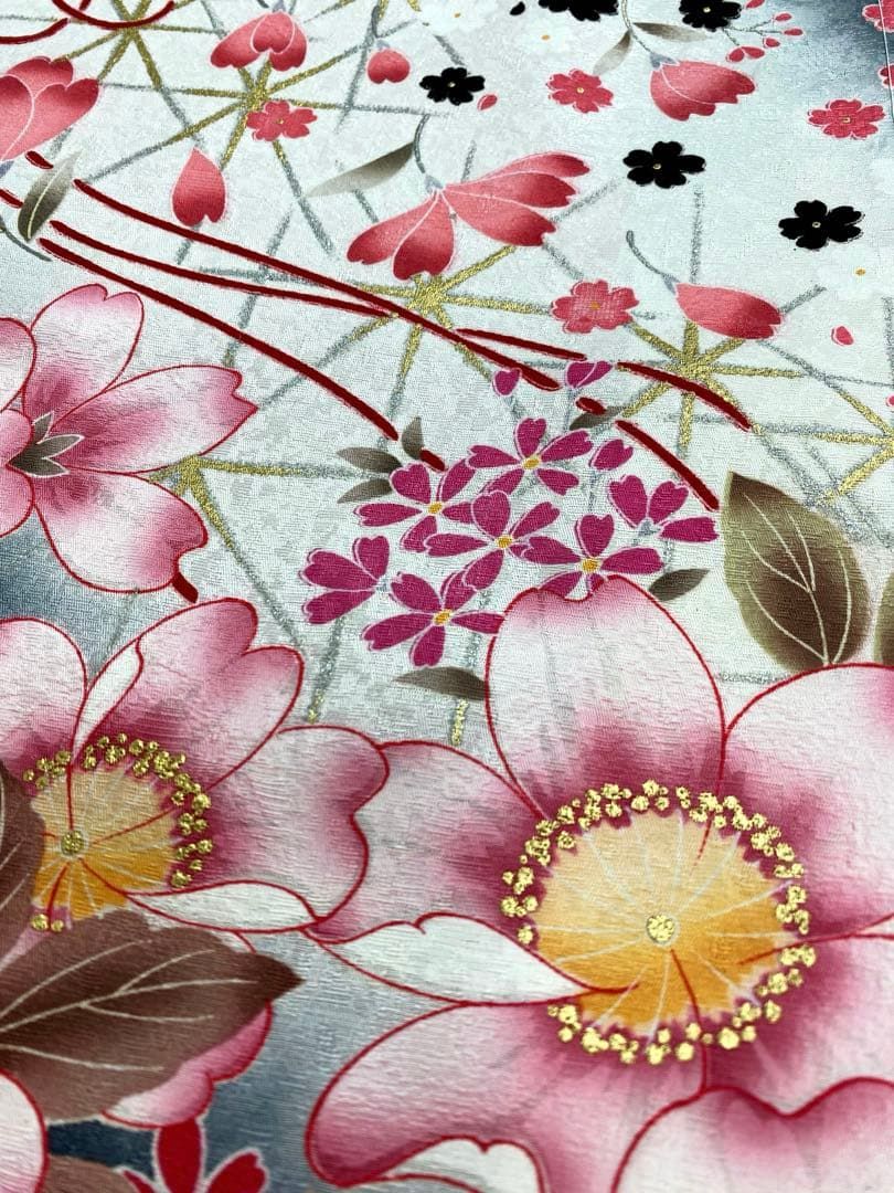 振袖 仮絵羽 舞台衣装 刺繍 金銀彩 正絹 未仕立て品 八掛付き MOK873