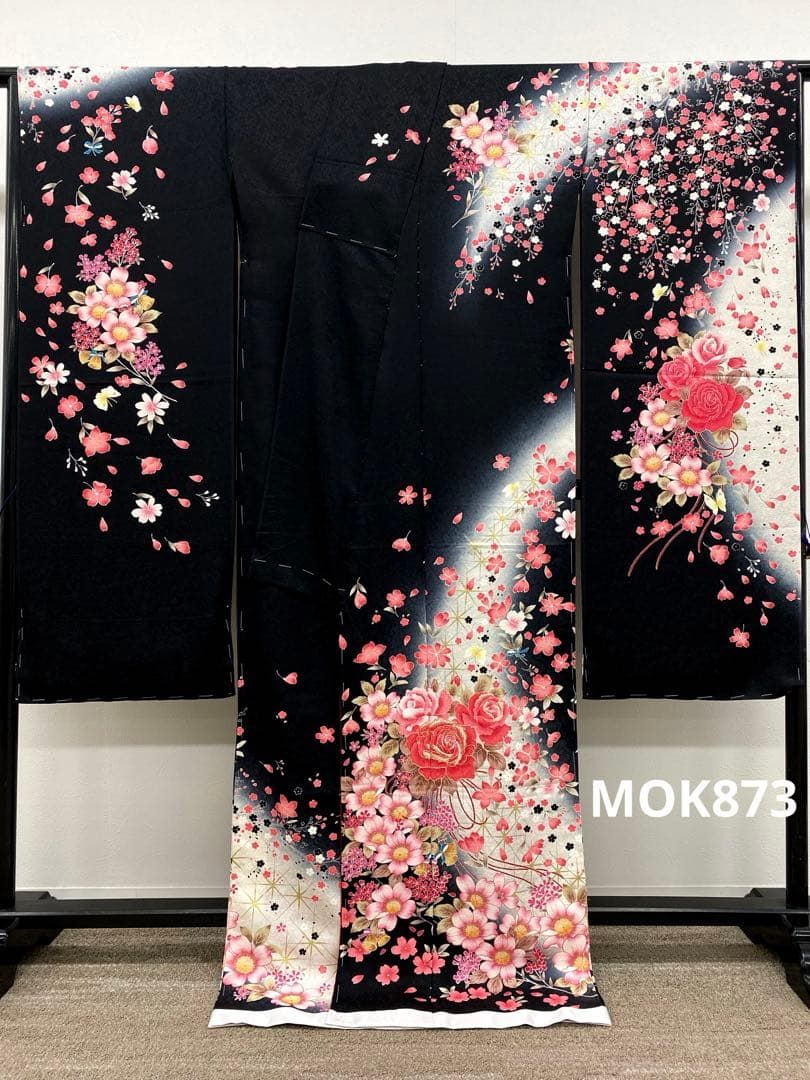 振袖 仮絵羽 舞台衣装 刺繍 金銀彩 正絹 未仕立て品 八掛付き MOK873