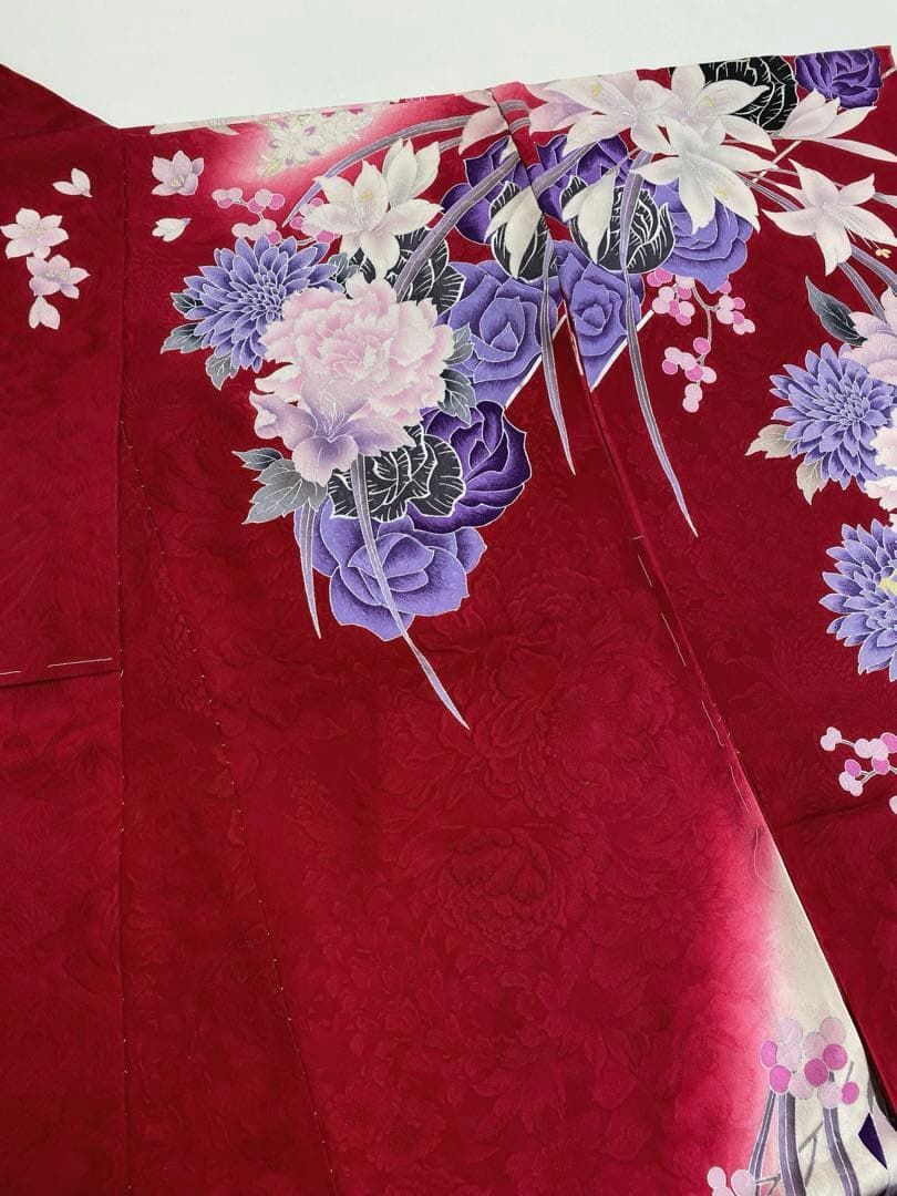 振袖 仮絵羽 舞台衣装 刺繍 銀彩 正絹 未仕立て品 八掛付き MOK874 