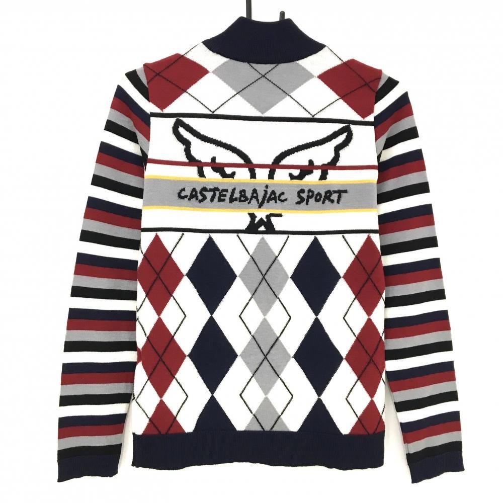新品】カステルバジャックスポーツ ハイネックセーター 白×ネイビー