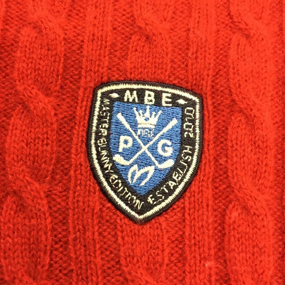 美品】マスターバニー セーター レッド×ネイビー ケーブル編みカシミヤ
