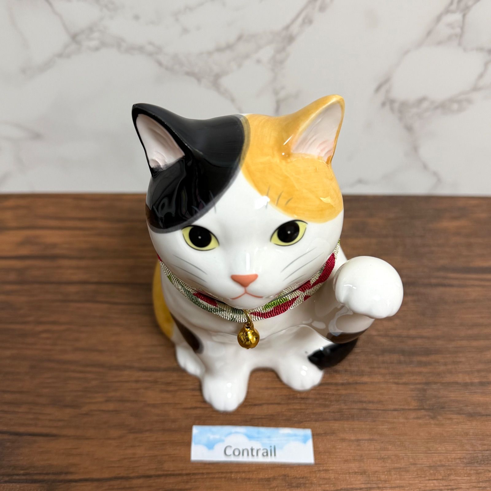 招き猫 うちの招き猫(みけ) 三毛猫 ハチワレ 薬師窯 左手 千客万来