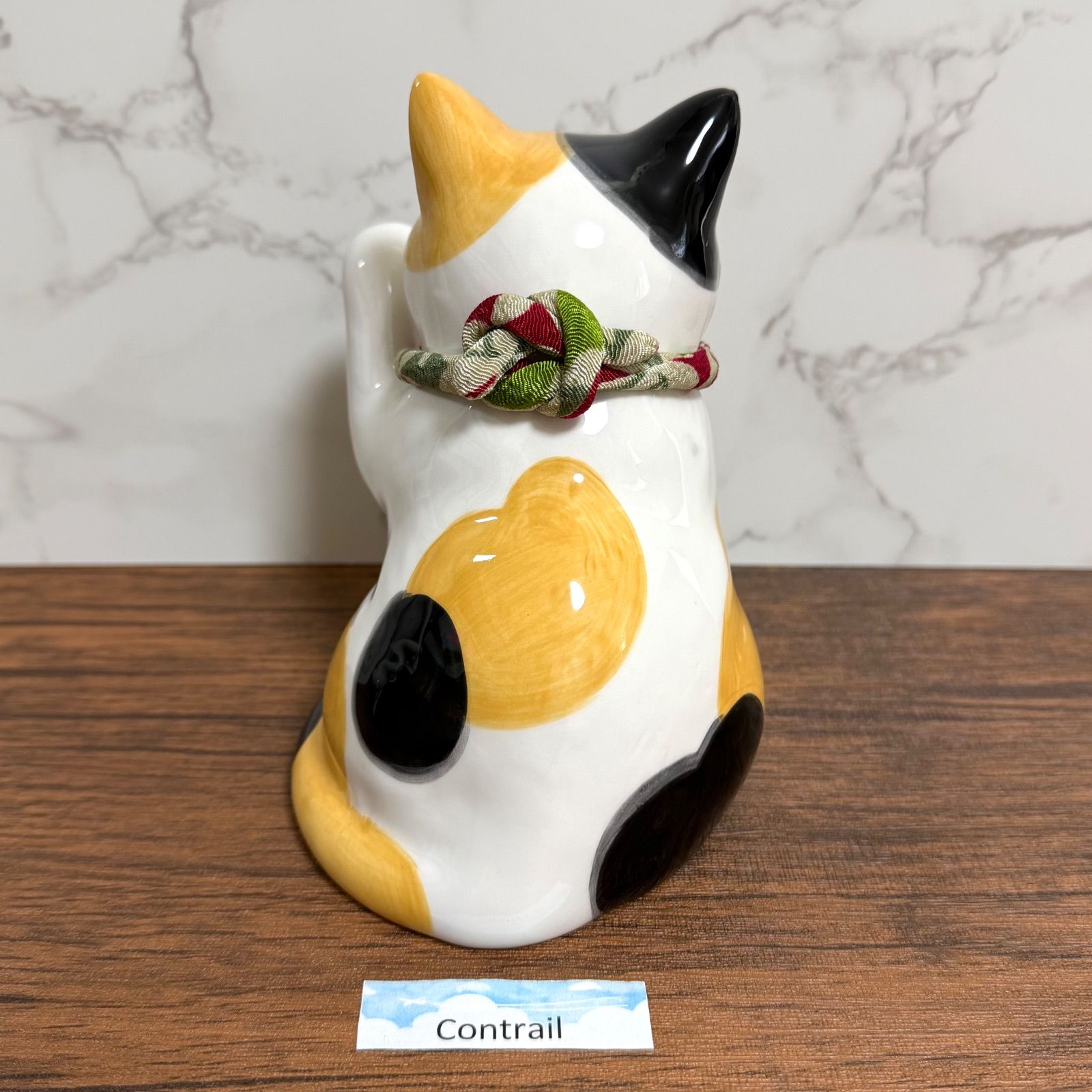 招き猫 うちの招き猫(みけ) 三毛猫 ハチワレ 薬師窯 左手 千客万来