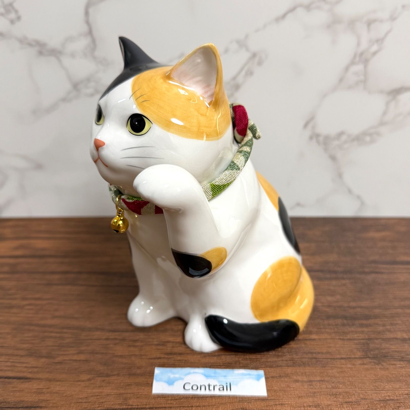 招き猫 うちの招き猫(みけ) 三毛猫 ハチワレ 薬師窯 左手 千客万来