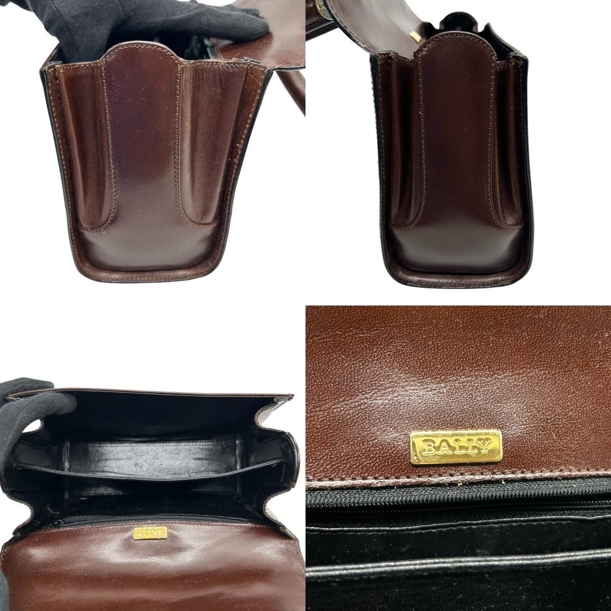 良品】バリー BALLY ハンドバッグ トップハンドル ターンロック レザー