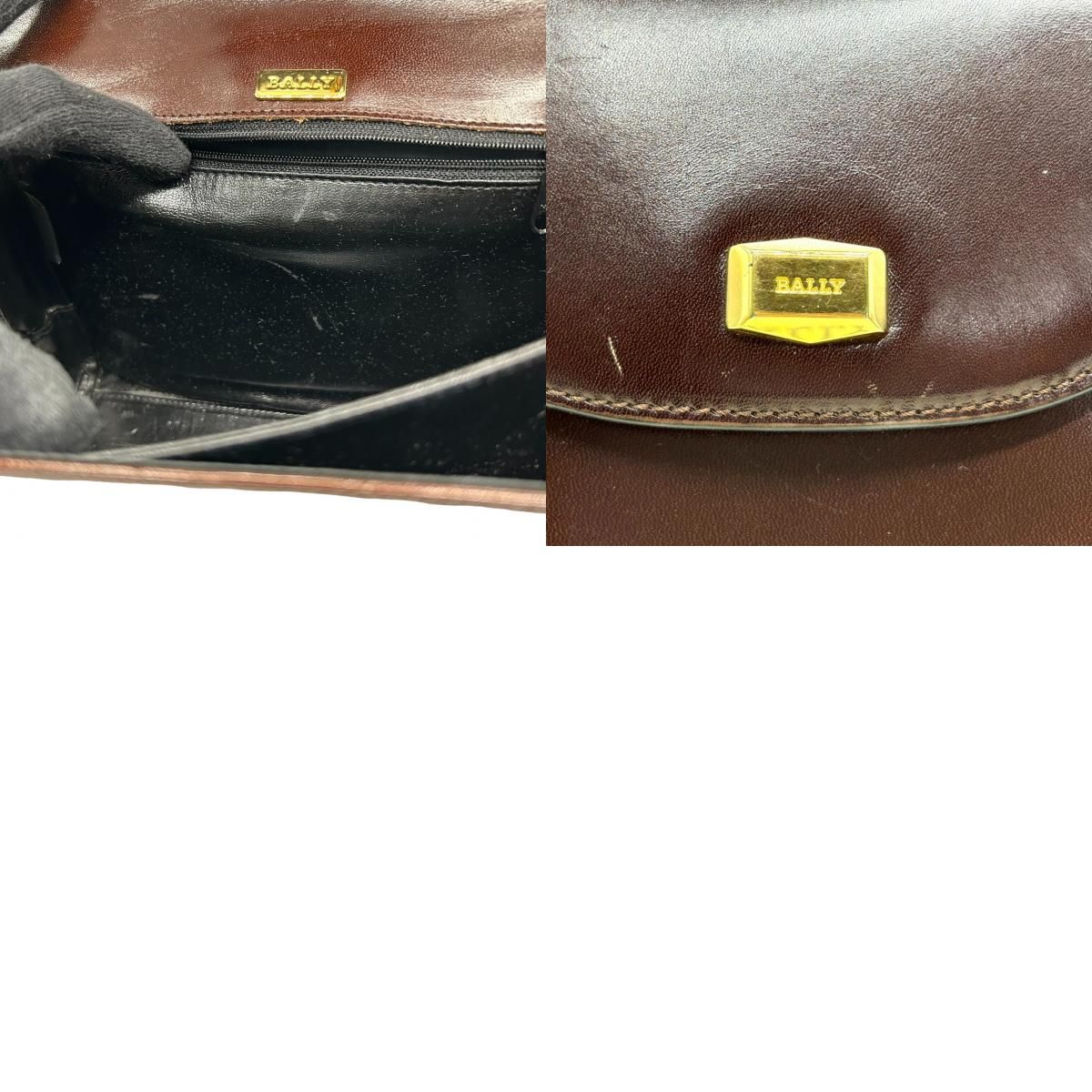 良品】バリー BALLY ハンドバッグ トップハンドル ターンロック レザー