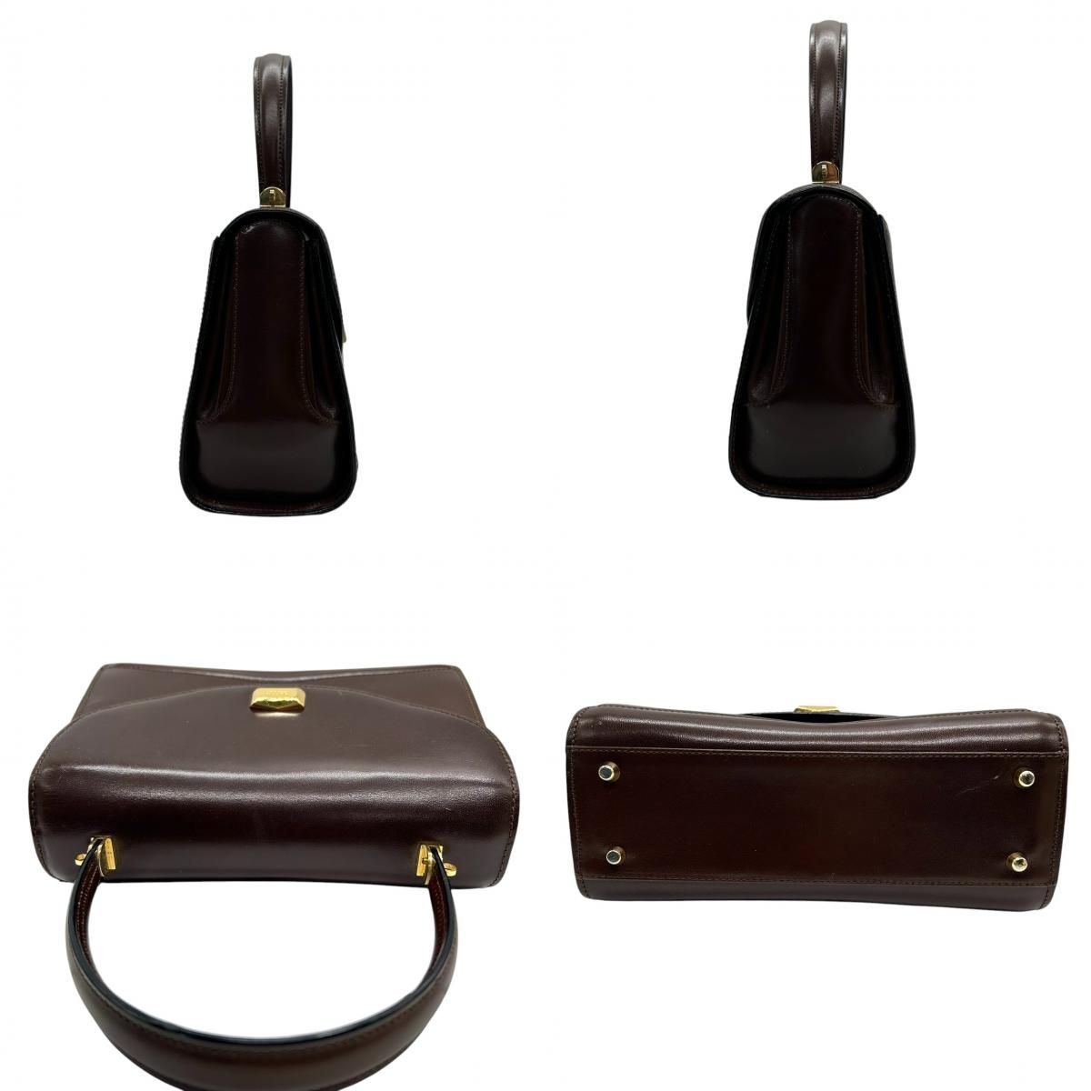 BALLY バリー ハンドバッグ レザー ダークブラウン 南京錠 ゴールド金具 良品】バリー BALLY ハンドバッグ トップハンドル ターンロック レザー