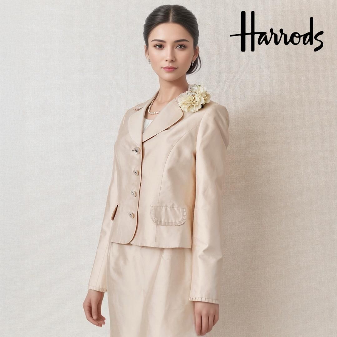 新品　ハロッズ　シルク　100%　スーツ　Harrods　上下セット 新品 ハロッズ シルク 100% スーツ Harrods 上下セット