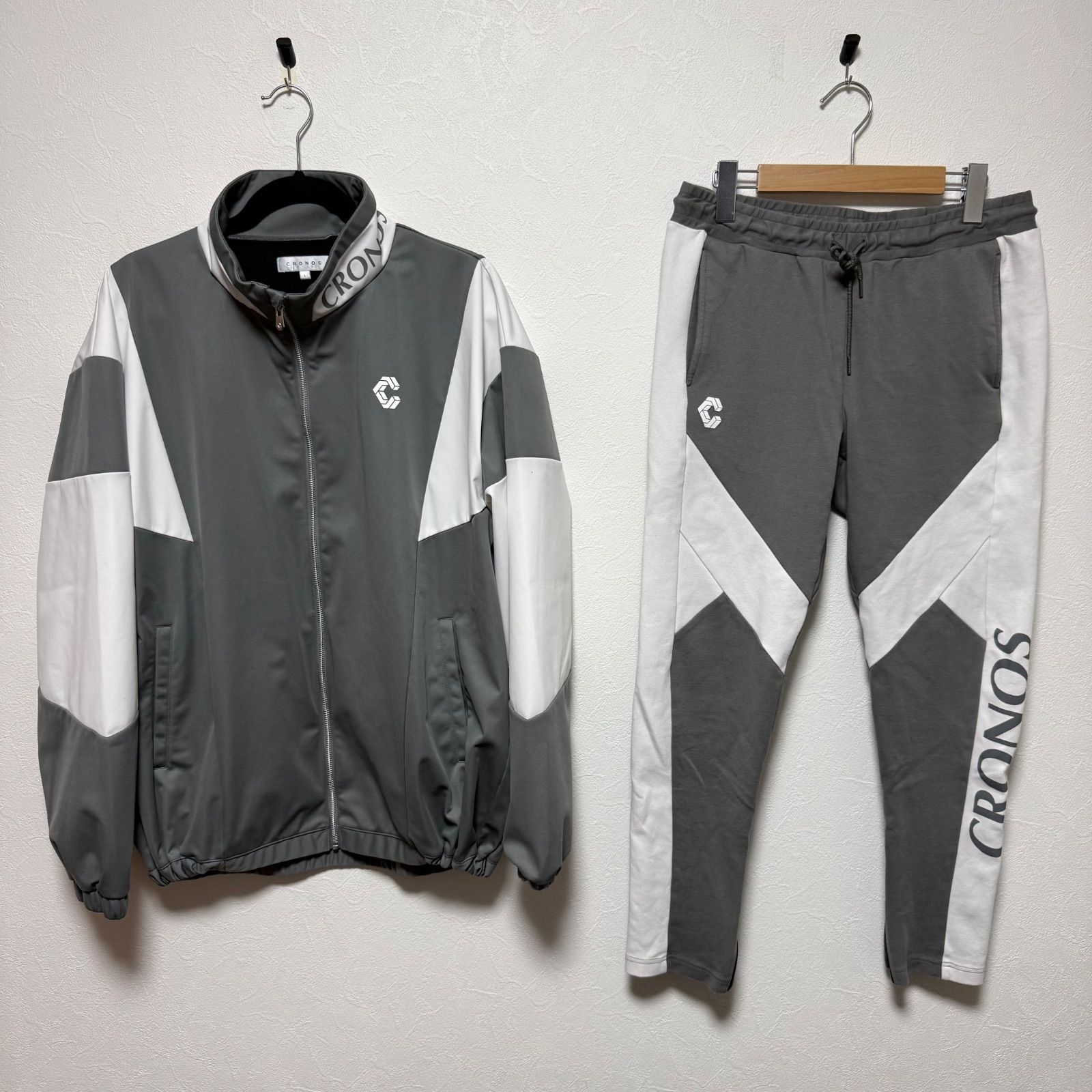 クロノス cronos セットアップ グレー ホワイト ジャケット パーカー