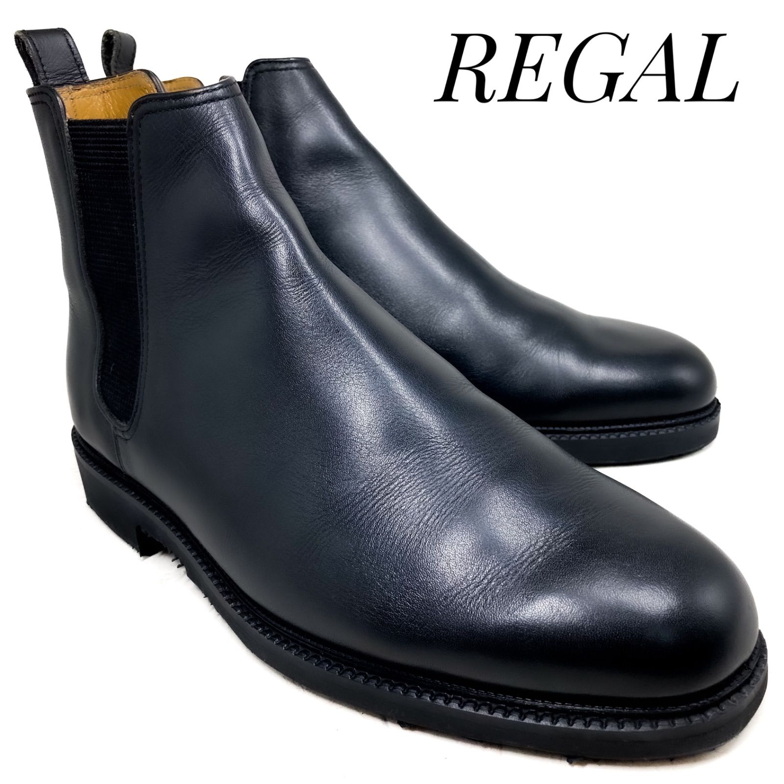 ほぼ未使用】REGAL リーガル レザーサイドゴアブーツ 639 黒 ブラック