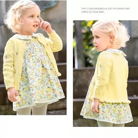 新品・未使用】dave&bella 花柄 レース襟 ワンピース 女の子 ベビー 