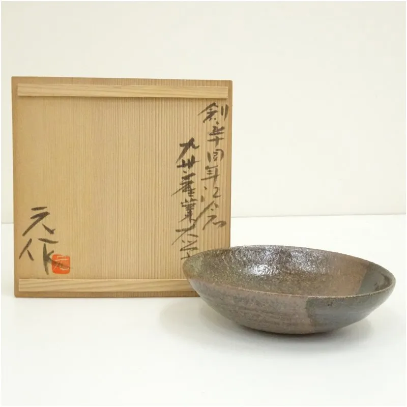 灰釉の釉調抜群 高鶴淳（父 高鶴元）薪窯 孟宗竹灰釉皿 平向付 5客 共