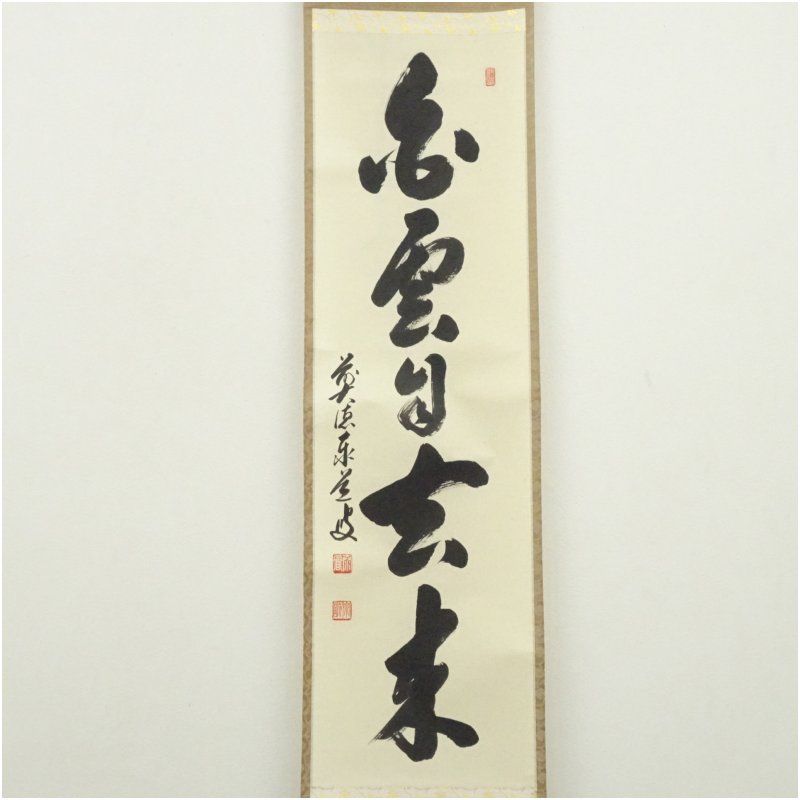 前大徳 足立泰道筆 「白雲自去来」一行書 肉筆紙本掛軸（共箱） 掛け軸