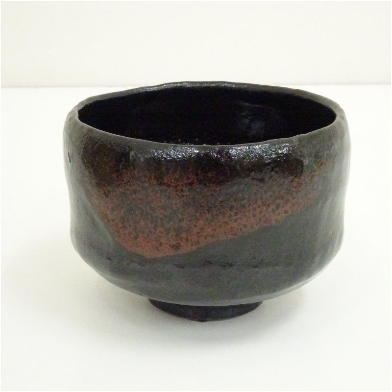 佐々木松楽造 黒楽茶碗（銘：松風）（前大徳 福本積應書付）（共箱