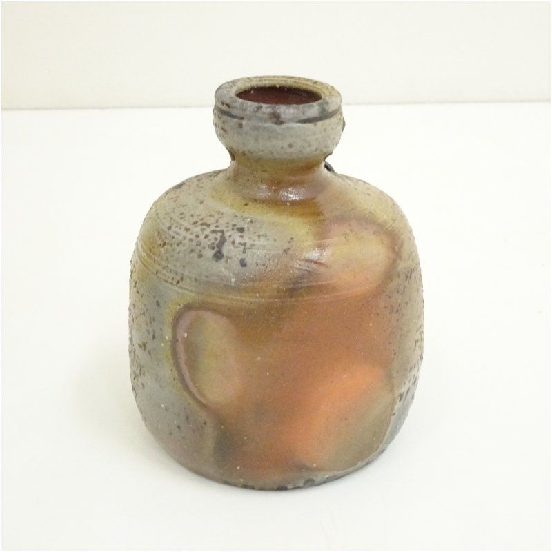 備前焼 伊勢崎紳造 窯変蹲掛花入（共箱） 花入れ 茶道 茶道具 花瓶