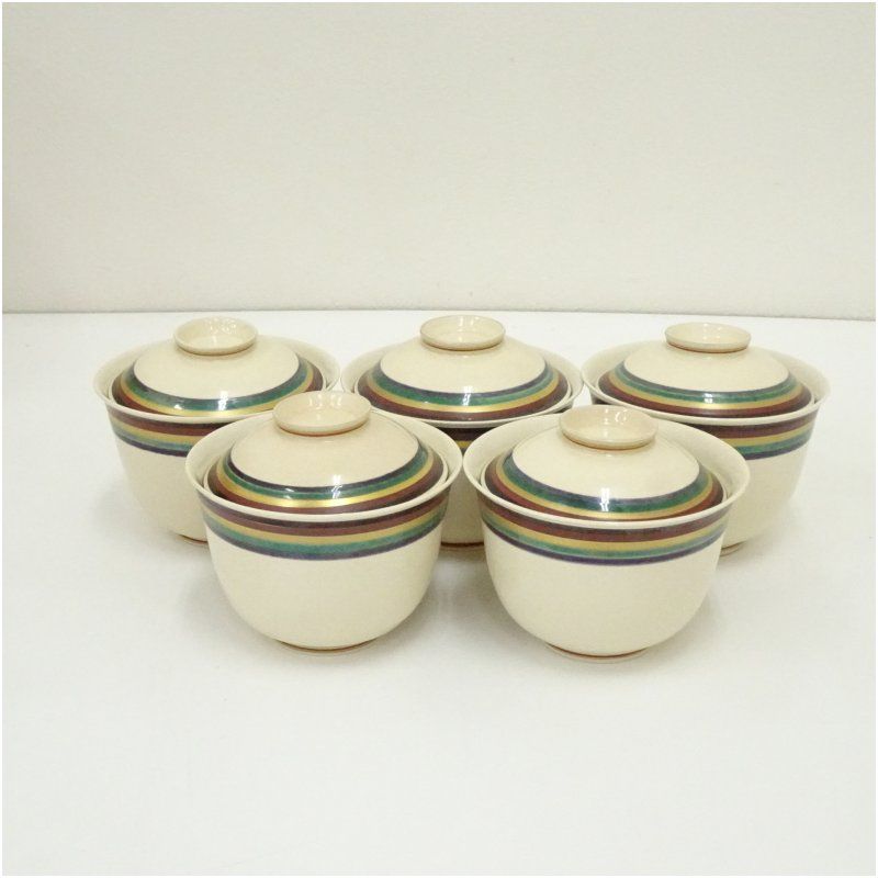 京焼 澤村陶哉造 色絵仁清独楽文向付5客（共箱） 器 和食器 おしゃれ