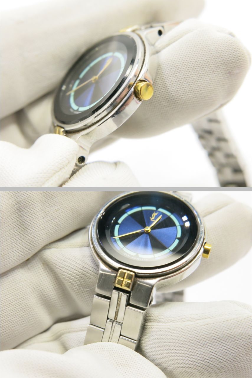 イヴサンローラン 腕時計 レディースクオーツ ネイビー系文字盤 Yves