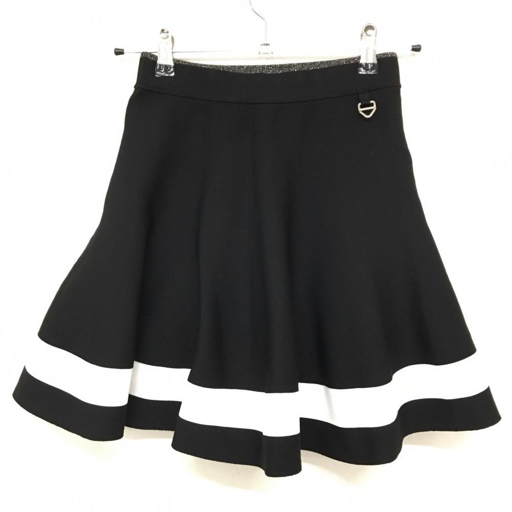 超美品】セントアンドリュース ニットスカート 黒×白 裾ライン