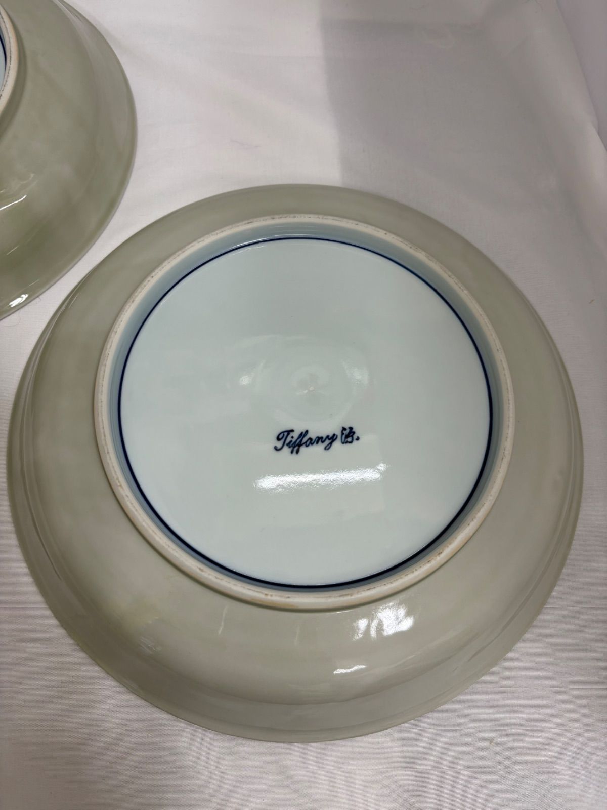 ☆希少☆源右衛門窯 ティファニー源 有田焼 青磁木の葉文 2枚 25cm