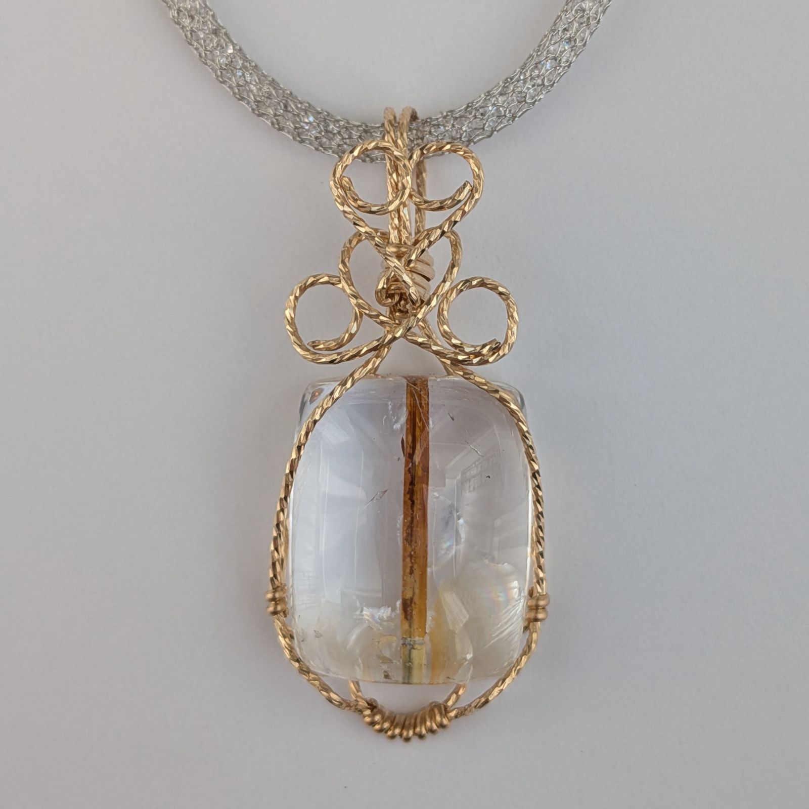 希少/一点物】 K14gf ルチルクォーツ ネックレス クォーツインクォーツ