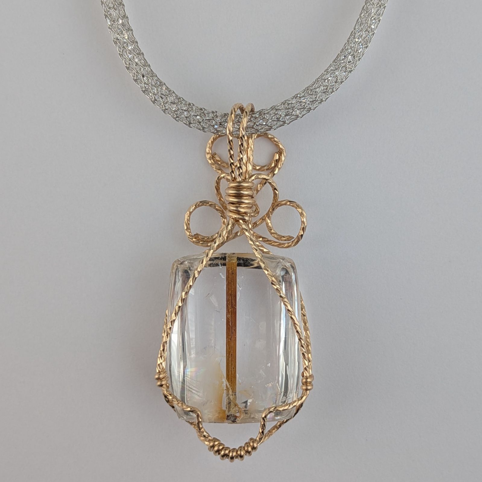 専用】K14gfゴールデンルチルクォーツ❅ワイヤーアートペンダント