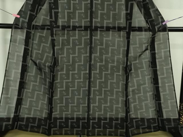 平和屋着物＊極上 夏物 本場琉球絣 夏琉球 青褐色地 反端付き 逸品 未