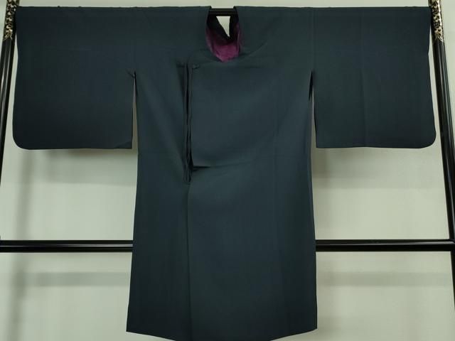 平和屋着物＃極上　コート作家　三本賢　和装コート　ロング丈　濃紺地　逸品　DZAB3051kh6 平和屋着物∞極上 コート作家 三本賢 和装コート ロング丈 濃紺地 逸品