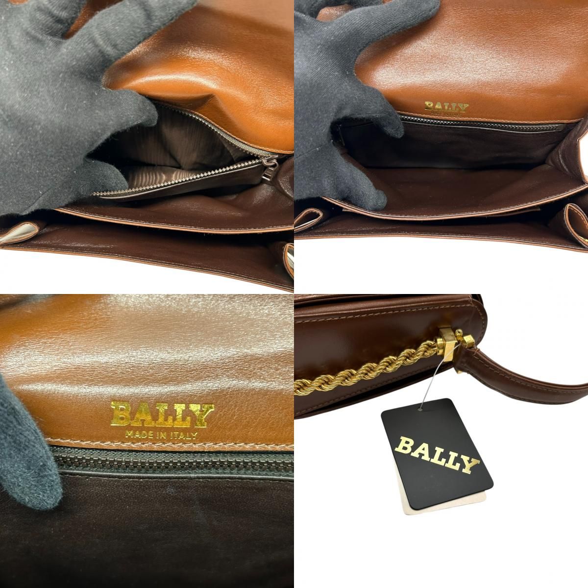 BALLY バリー ハンドバッグ レザー ダークブラウン 南京錠 ゴールド金具 美品】バリー BALLY ハンドバッグ ワンショルダー 肩掛け レザー 本革