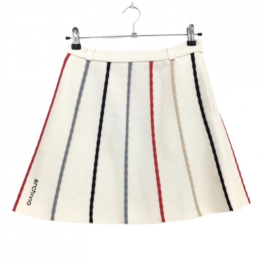 値下げ中！【新品】アルチビオ ニットスカート 超美品】アルチビオ ニットスカート 白×黒 ストライプ ウール混