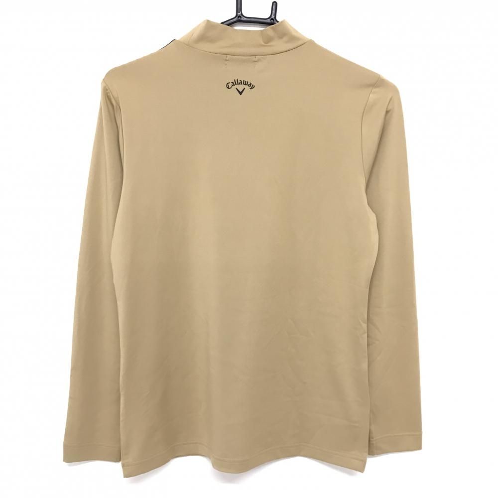 美品】キャロウェイ 長袖ハイネックシャツ ベージュ×黒 肩ロゴプリント