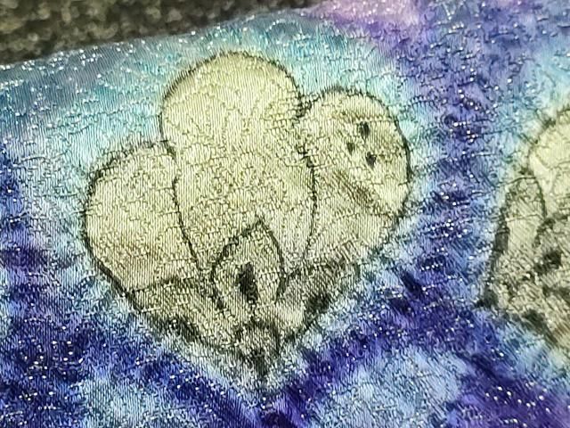 平和屋本店○極上 久保田一竹 幻の辻が花 太鼓柄袋帯 黒地 金通し地