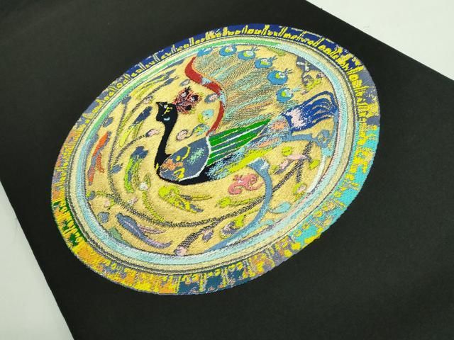 平和屋本店●極上　二代目・龍村平蔵　龍村光翔　太鼓柄　本袋帯　波新大鵬文　黒地　金糸　逸品　DZAB3665kh6 平和屋本店○極上 二代目・龍村平蔵 龍村光翔 太鼓柄 本袋帯 波新大鵬