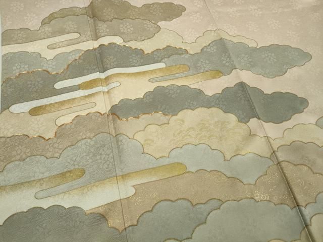 平和屋本店○極上 皇室献上作家 藤井寛 色留袖 駒刺繍 雲重ねエ霞 薄