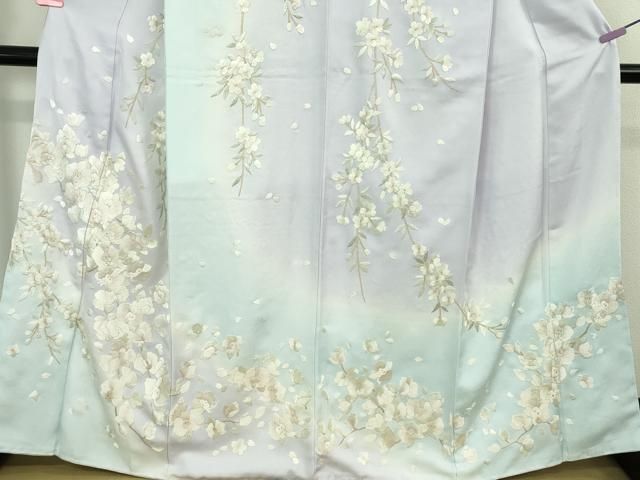 平和屋本店●極上　訪問着　総手刺繍　胡蝶蘭　枝垂れ桜　暈し染め　金糸　京都きもの友禅扱い　逸品　未使用　DZAB3717kh6 平和屋本店○極上 訪問着 総手刺繍 胡蝶蘭 枝垂れ桜 暈し染め 金糸