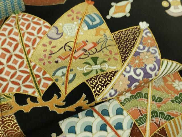 平和屋本店●極上　創業460年・千總　黒留袖　刺繍　束ね熨斗　宝尽くし松文　金彩　高島屋扱い　逸品　DZAB3721kh6 平和屋本店○極上 創業460年・千總 黒留袖 刺繍 束ね熨斗 宝尽くし松文