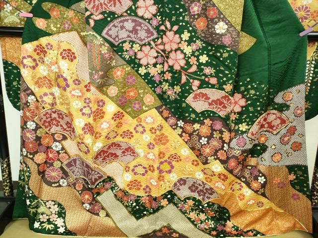 平和屋本店○極上 中国三大刺繍 相良刺繍 振袖・長襦袢(無双仕立て・半